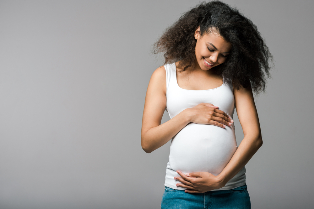 cheerful pregnant